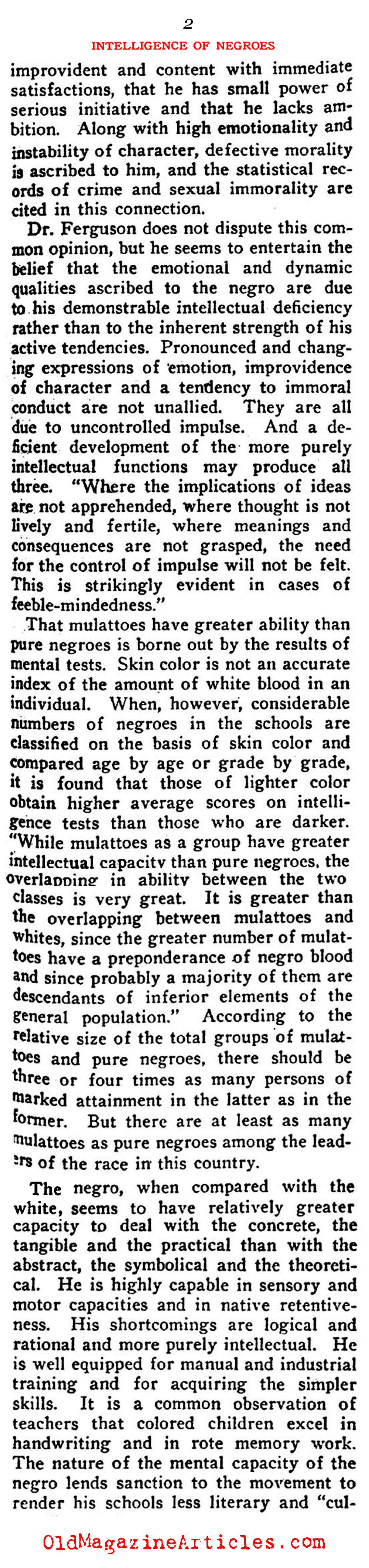 Bogus Science and the Intelligence of African-Americans (Current Opinion, 1921)